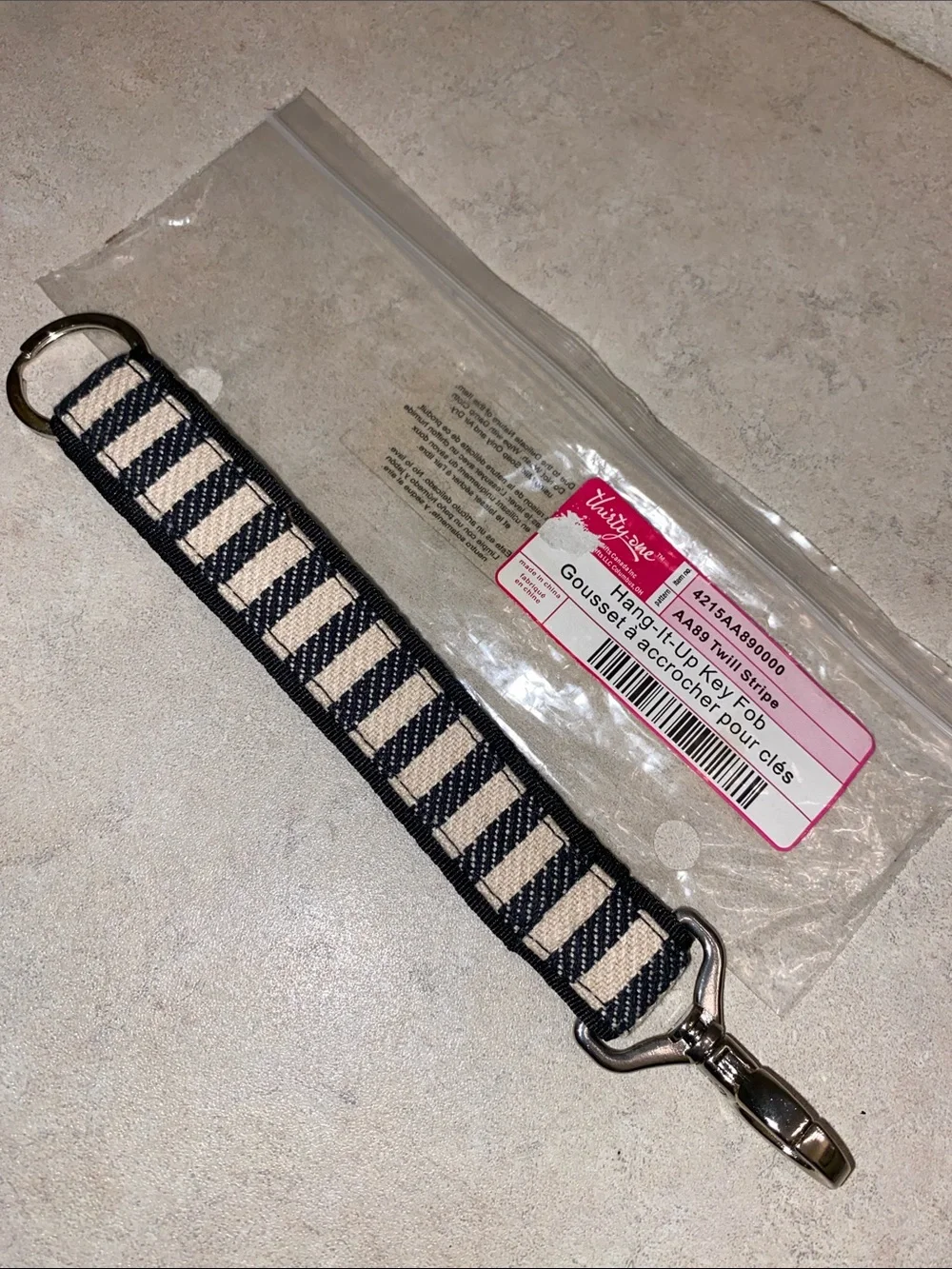 thirty-one Twill Hang it up Striped Wristlet Key Fob